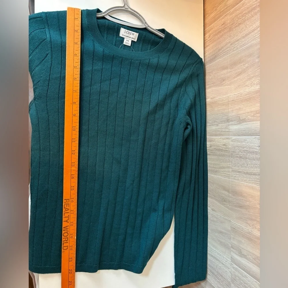J. Crew Teal Ribbed Merino Wool Sweater